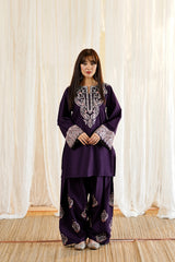 Gul Bareen-✦-Premium Unstitched Dhanak Embroidered 2pc Suit-Purple