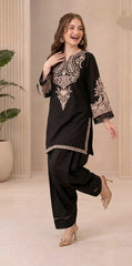 Maria B-Women's Premium Embroidered Lawn 2-Piece Suit – Black | Unstitched