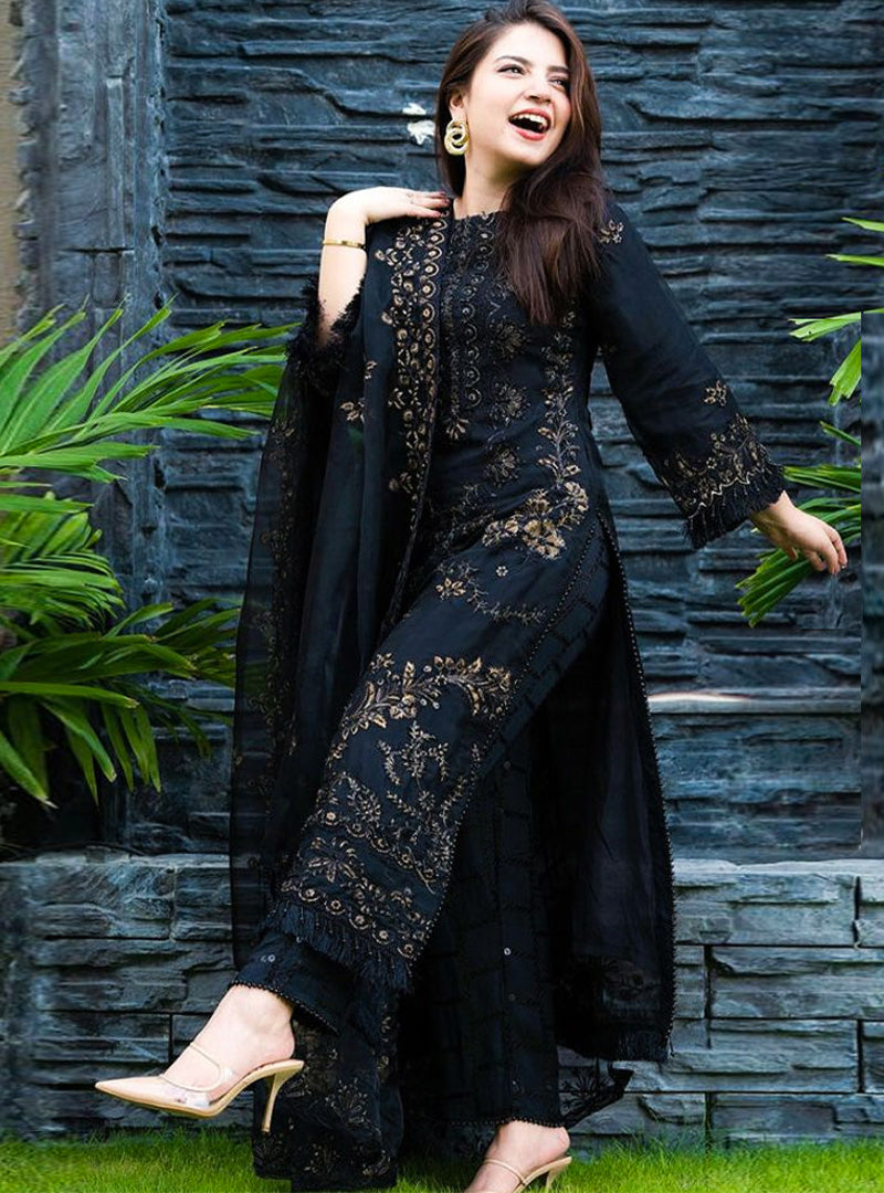 Saaz-Unstiched Lawn 3pc Embroidered