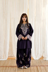Gul Bareen-✦-Premium Unstitched Dhanak Embroidered 2pc Suit-Black
