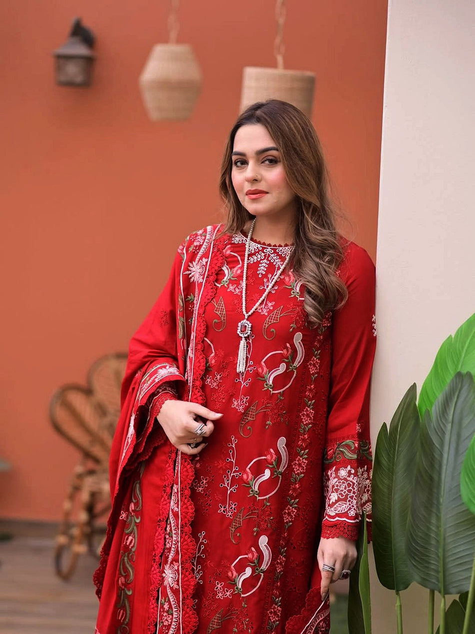 Gulaab-Unstitched Lawn 3pc Embroidered