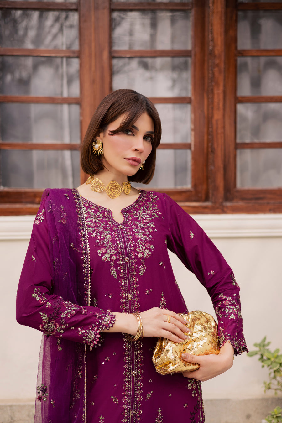 Rung-Unstiched Lawn 3pc Embroidered