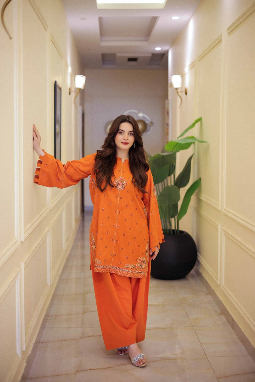 Orange Beauty-Unstiched Embroidered 2PC Lawn