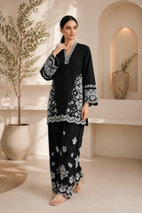Zimal-Women's Premium Embroidered Lawn 2-Piece Suit – Black | Unstitched