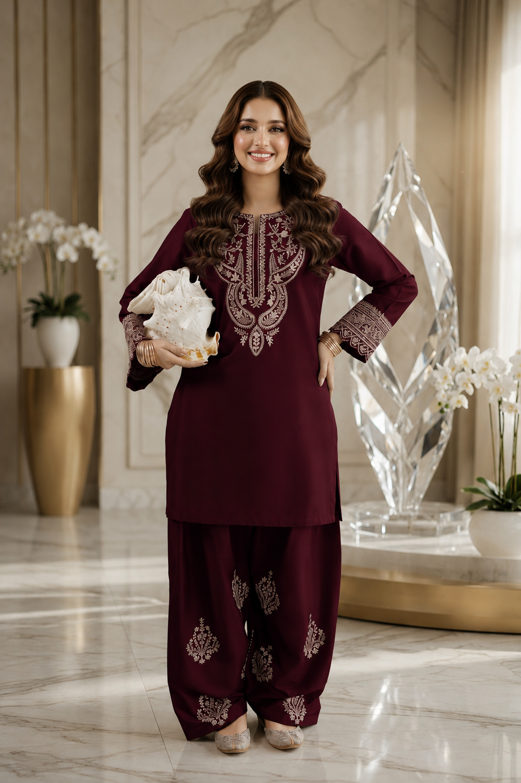 Gulnaar-Unstiched Embroidered 2PC Lawn