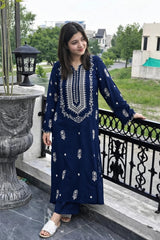 Afsheen - Unstiched Embroidered 2PC Lawn - Navy blue
