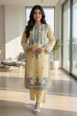 Mahnoor - Women's Premium Embroidered Lawn 2-Piece Suit – Lemon | Unstitched