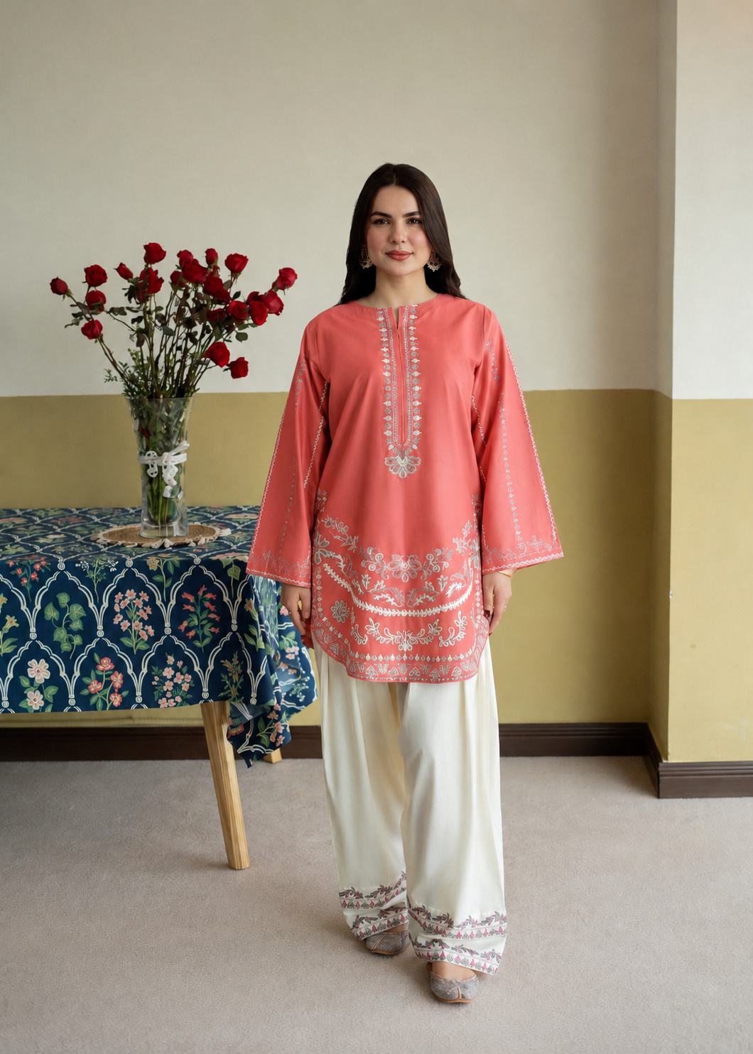 Lamha-Unstiched Embroidered 2PC Lawn