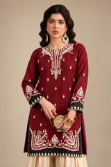 Vintage-✦-Premium Unstitched Dhanak Embroidered 2pc Suit