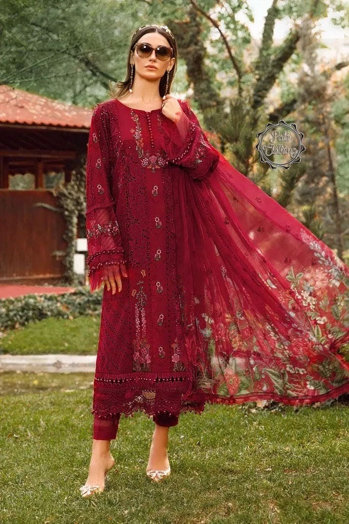 Maria B-Unstiched Lawn 3pc Embroidered