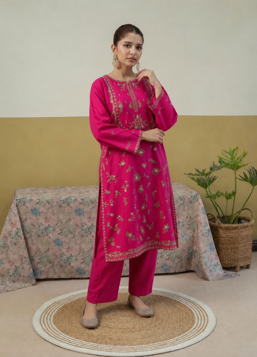 Mushk – Unstiched Elegant Embroidered Dress