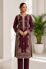 SHAFAQ-✦-Premium Unstitched Dhanak Embroidered 2pc Suit