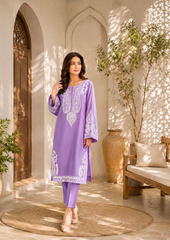 Mahveen – Women's Premium Embroidered Lawn 2-Piece Suit – Light Purple | Unstitched