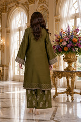 Olive Noor-✦-Premium Unstitched Dhanak Embroidered 2pc Suit