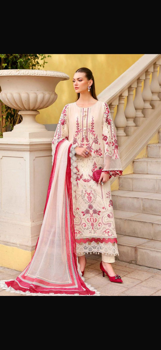 Sehar-Unstiched Lawn 3pc Embroidered