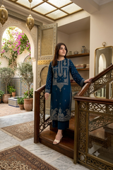 Mahnoor - Unstiched Embroidered 2PC Lawn-zinc blue