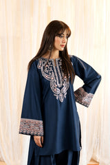 Gul Bareen-✦-Premium Unstitched Dhanak Embroidered 2pc Suit-Zinc Blue
