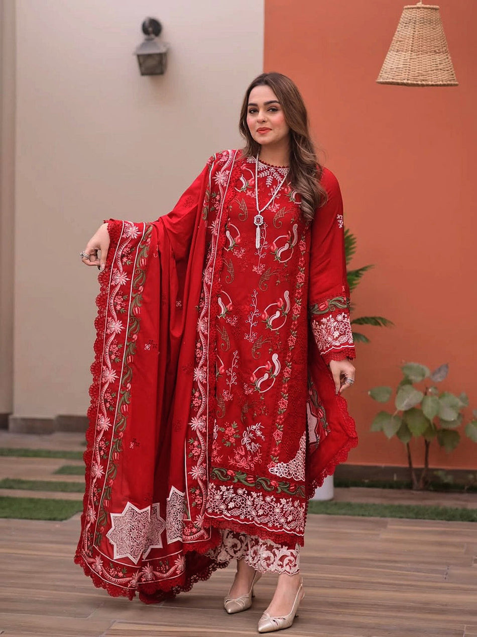 Gulaab-Unstitched Lawn 3pc Embroidered