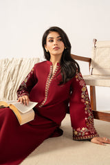 Ramsha-Women's Premium Embroidered Lawn 2-Piece Suit – Maroon | Unstitched
