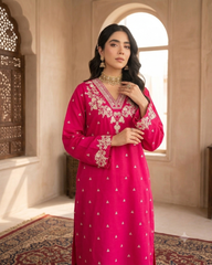 Rasam - Women's Premium Embroidered Lawn 2-Piece Suit – Shoking Pink | Unstitched