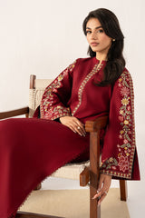 Ramsha-Women's Premium Embroidered Lawn 2-Piece Suit – Maroon | Unstitched