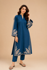 Husn-E-Jahan-Women's Premium Embroidered Lawn 2-Piece Suit – Zinc | Unstitched