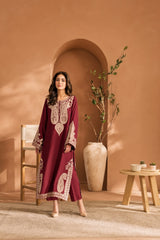 Mahveen-✦-Premium Unstitched Dhanak Embroidered 2pc Suit
