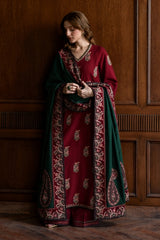 Hina-✦-Premium Unstitched Dhanak Embroidered 3pc Suit