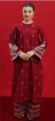 Aiza-Women's Premium Embroidered Lawn 2-Piece Suit – Maroon | Unstitched