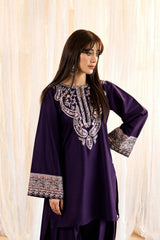 Gul Bareen-✦-Premium Unstitched Dhanak Embroidered 2pc Suit-Purple