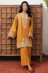 Aabroo - Women's Premium Embroidered Lawn 2-Piece Suit – Mustard | Unstitched