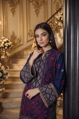 Elite Royal-Women's Premium Embroidered Lawn 2-Piece Suit – Navy Blue | Unstitched