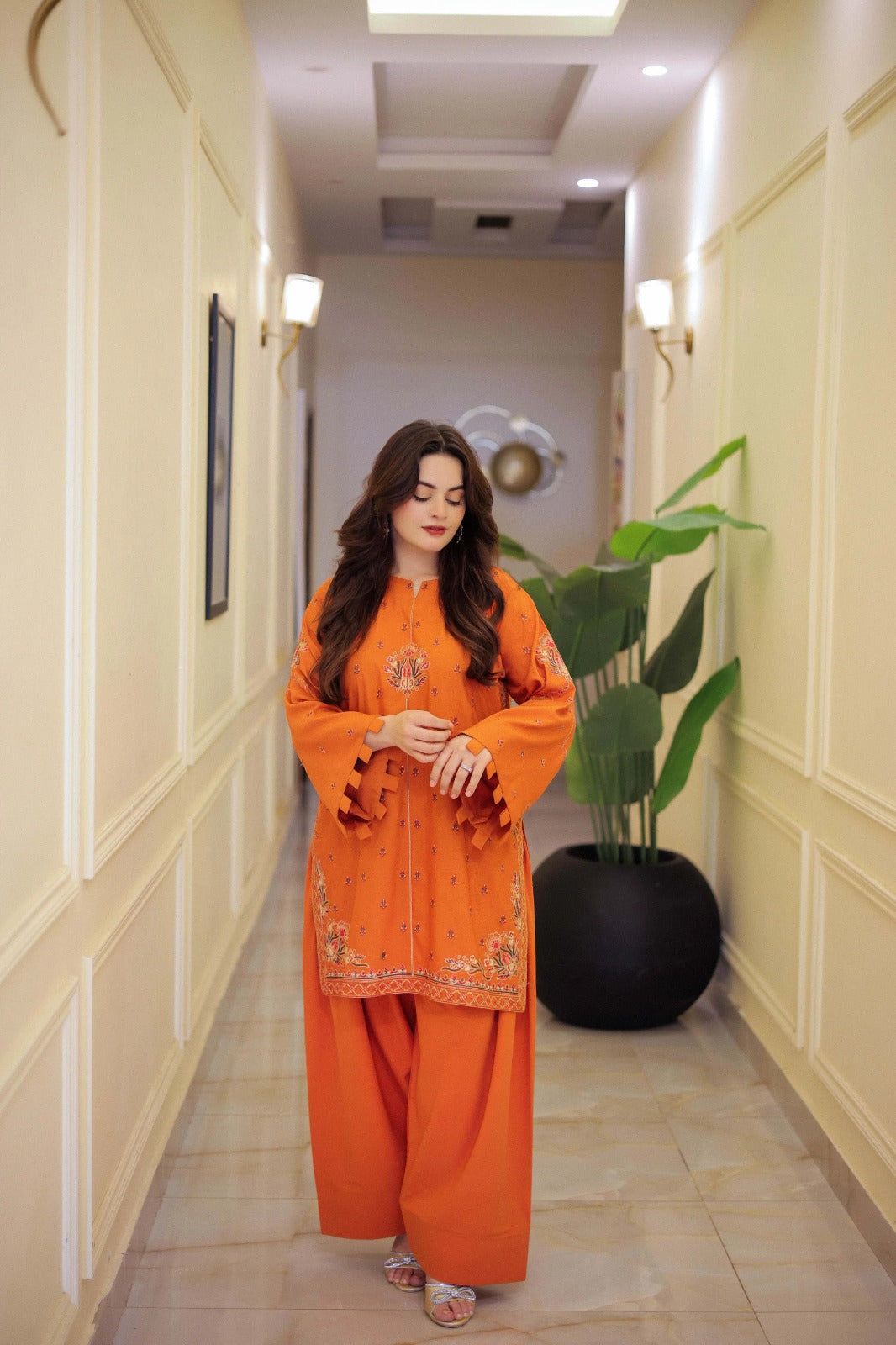Orange Beauty-Unstiched Embroidered 2PC Lawn