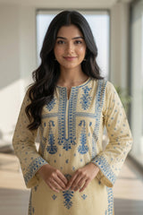 Mahnoor - Women's Premium Embroidered Lawn 2-Piece Suit – Lemon | Unstitched