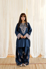 Gul Bareen-✦-Premium Unstitched Dhanak Embroidered 2pc Suit-Zinc Blue