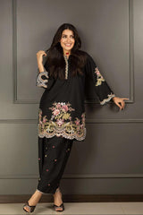 Gul Bahar-Women's Premium Embroidered Lawn 2-Piece Suit – Black | Unstitched