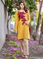AJAL – Women's Premium Embroidered Lawn 2-Piece Suit – Mustard | Unstitched