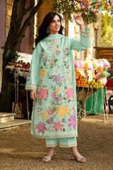 Sargam-Women's Premium Embroidered Lawn 3-Piece Suit – Light Ferozi | Unstitched